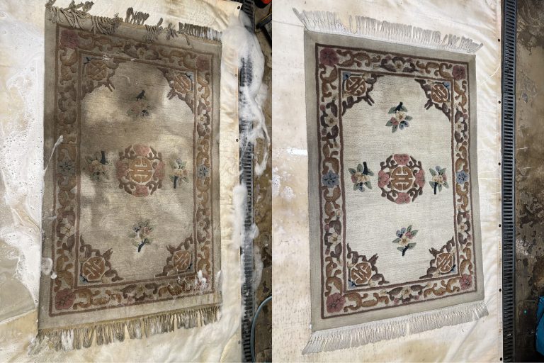 Dywan przed i po praniu w Automatycznej Pralni Dywanów Dywanik